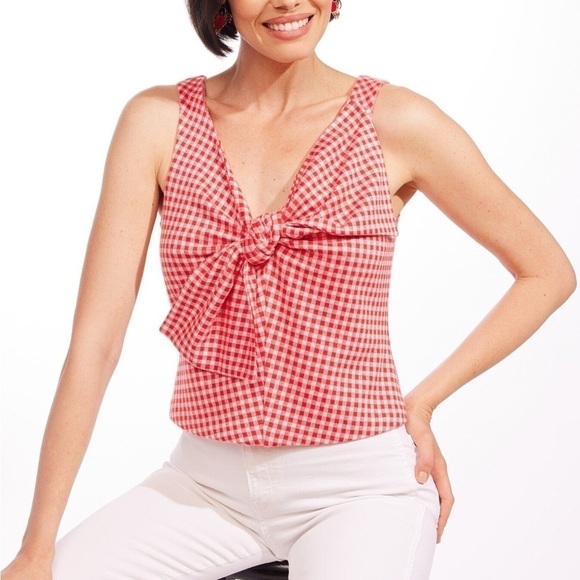 Anthropologie Eva Franco Gingham Bow Top - S - Picture 7 of 8